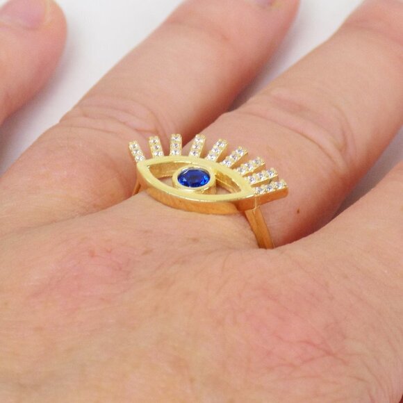 new in box! evil eye bling boho protection bohemian trendy big statement ring - Picture 3 of 6